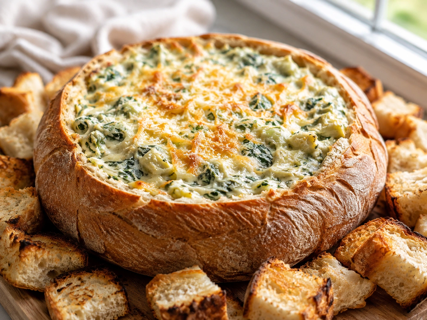 Spinach artichoke cob loaf dip variation